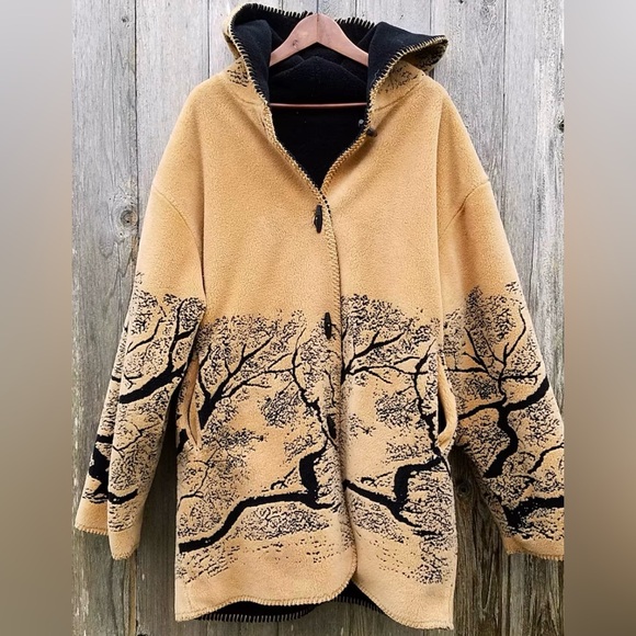 Denali Jackets & Blazers - Vintage 1980s Cozy Fuzzy Reversible Brown Black Denali Polar Fleece Coat (Large)